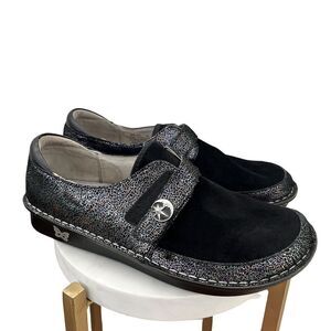 Alegria Brenna Leather Suede Monk Strap Slip-On Size 11.5 EU 42 Black Comfort